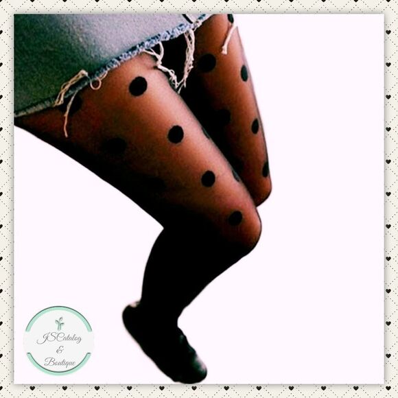 🖤 Large Polka Dots Sheer Pantyhose OS - Picture 4 of 5